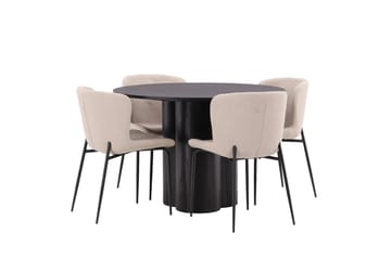 Olivia Matgrupp 110 cm Rund med 4 Modesto Stolar - Svart - Möbler - Bord & matgrupp - Matgrupp