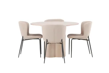 Olivia Matgrupp 110 cm Rund med 4 Modesto stolar - Whitewash - Möbler - Bord & matgrupp - Matgrupp