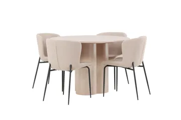 Olivia Matgrupp 110 cm Rund med 4 Modesto stolar - Whitewash - Möbler - Bord & matgrupp - Matgrupp