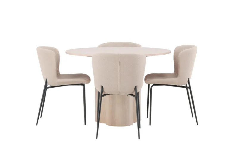 Olivia Matgrupp 110 cm Rund med 4 Modesto stolar, Whitewash
