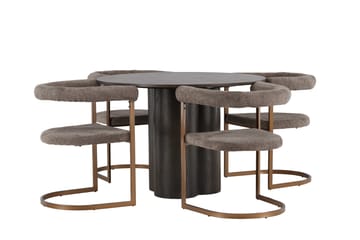 Olivia Matgrupp 110 cm Rund med 4 Morning stolar - Brun - Möbler - Bord & matgrupp - Matgrupp