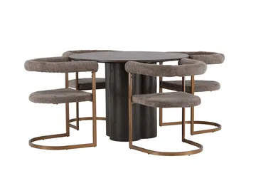 Olivia Matgrupp 110 cm Rund med 4 Morning stolar - Brun - Möbler - Bord & matgrupp - Matgrupp