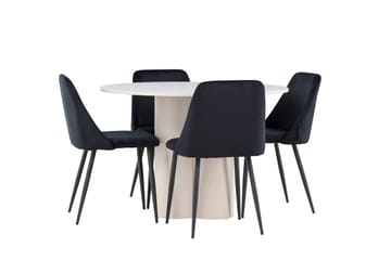 Olivia Matgrupp 110 cm Rund med 4 Night stolar - Beige/Svart - Möbler - Bord & matgrupp - Matgrupp