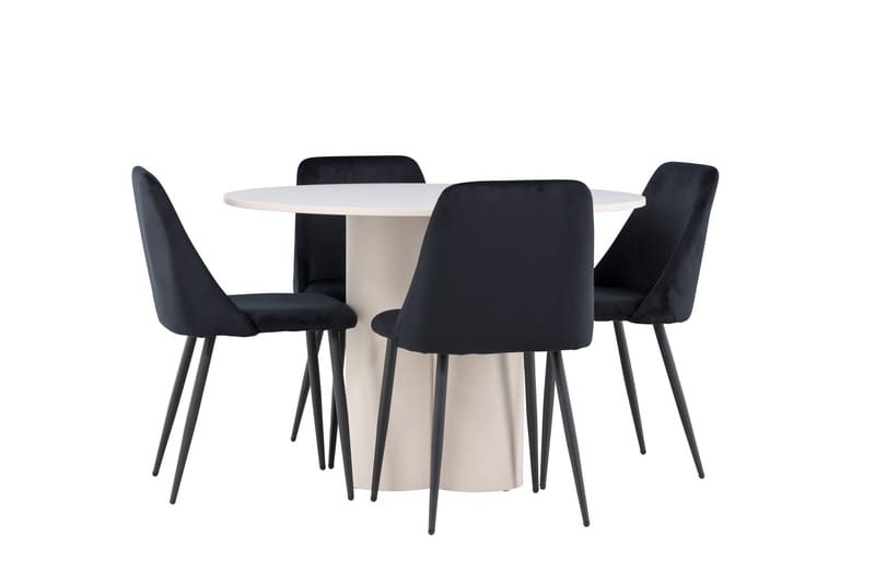 Olivia Matgrupp 110 cm Rund med 4 Night stolar - Beige/Svart - Möbler - Bord & matgrupp - Matgrupp