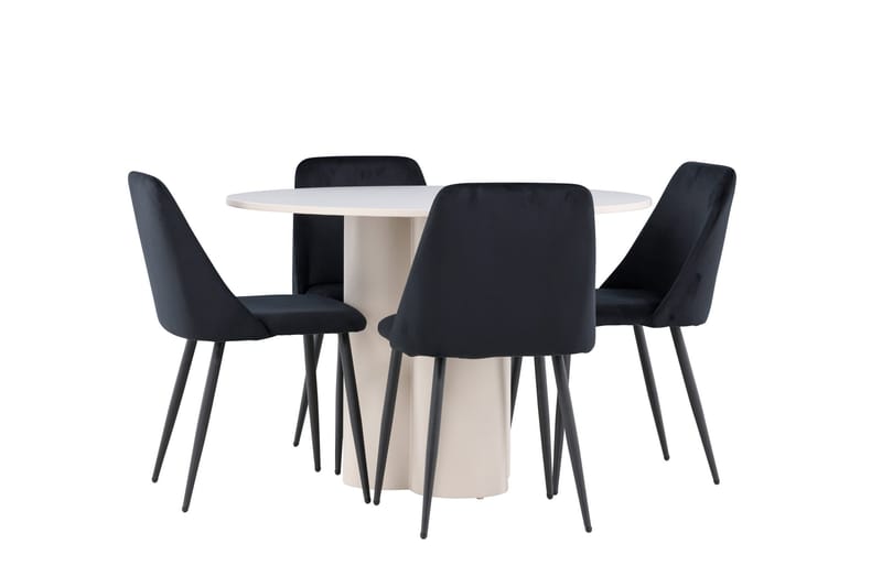 Olivia Matgrupp 110 cm Rund med 4 Night stolar - Beige/Svart - Möbler - Bord & matgrupp - Matgrupp