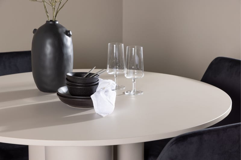 Olivia Matgrupp 110 cm Rund med 4 Night stolar - Beige/Svart - Möbler - Bord & matgrupp - Matgrupp