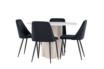 Olivia Matgrupp 110 cm Rund med 4 Night stolar - Beige/Svart - Möbler - Bord & matgrupp - Matgrupp