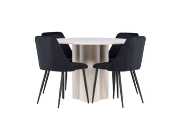 Olivia Matgrupp 110 cm Rund med 4 Night stolar - Beige/Svart - Möbler - Bord & matgrupp - Matgrupp