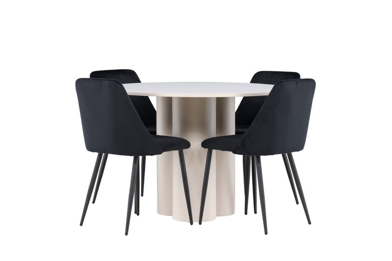 Olivia Matgrupp 110 cm Rund med 4 Night stolar - Beige/Svart - Möbler - Bord & matgrupp - Matgrupp