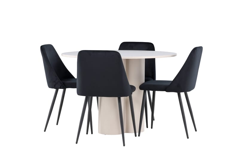 Olivia Matgrupp 110 cm Rund med 4 Night stolar - Beige/Svart - Möbler - Bord & matgrupp - Matgrupp