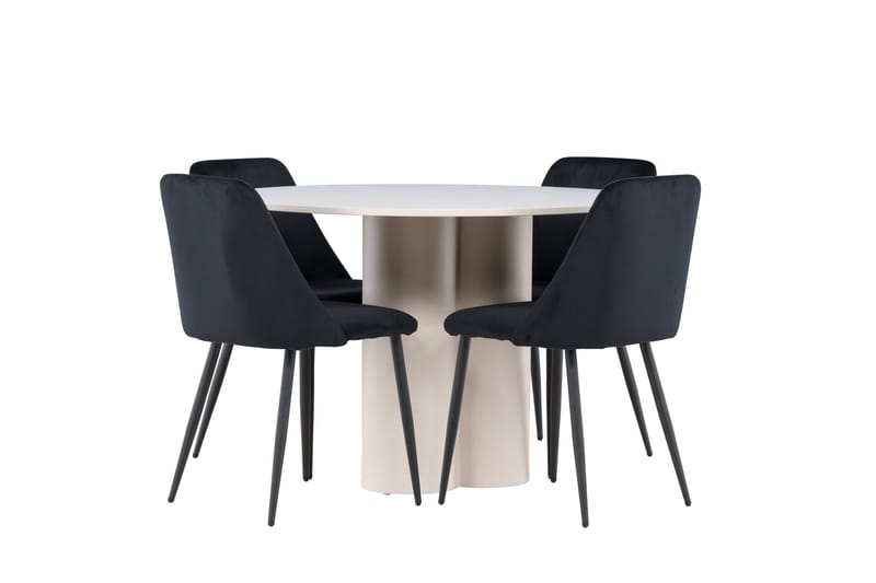 Olivia Matgrupp 110 cm Rund med 4 Night stolar - Beige/Svart - Möbler - Bord & matgrupp - Matgrupp