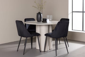 Olivia Matgrupp 110 cm Rund med 4 Night stolar - Beige/Svart - Möbler - Bord & matgrupp - Matgrupp