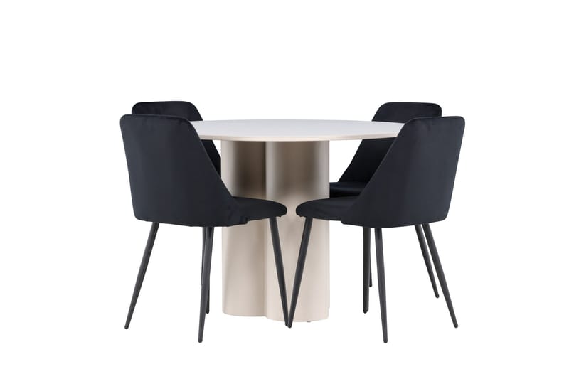 Olivia Matgrupp 110 cm Rund med 4 Night stolar - Beige/Svart - Möbler - Bord & matgrupp - Matgrupp