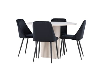 Olivia Matgrupp 110 cm Rund med 4 Night stolar - Beige/Svart - Möbler - Bord & matgrupp - Matgrupp