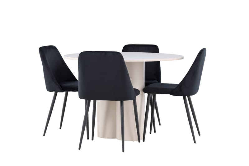 Olivia Matgrupp 110 cm Rund med 4 Night stolar - Beige/Svart - Möbler - Bord & matgrupp - Matgrupp