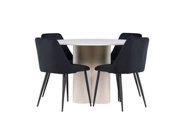 Olivia Matgrupp 110 cm Rund med 4 Night stolar - Beige/Svart - Möbler - Bord & matgrupp - Matgrupp