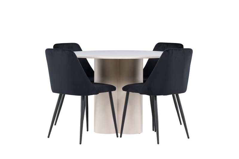Olivia Matgrupp 110 cm Rund med 4 Night stolar - Beige/Svart - Möbler - Bord & matgrupp - Matgrupp