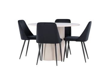 Olivia Matgrupp 110 cm Rund med 4 Night stolar - Beige/Svart - Möbler - Bord & matgrupp - Matgrupp