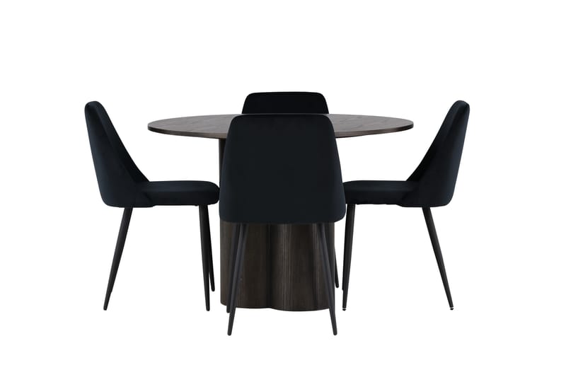 Olivia Matgrupp 110 cm Rund med 4 Night stolar, Svart