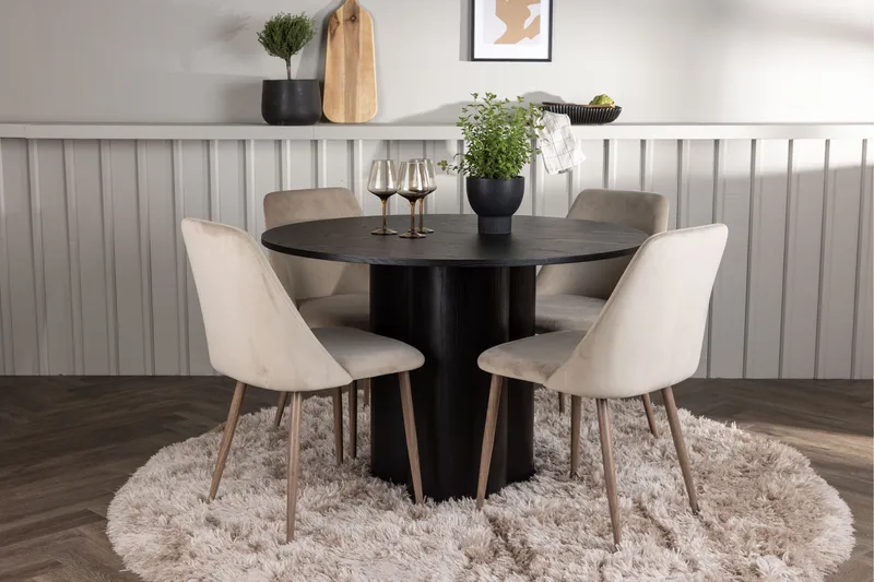 Olivia Matgrupp 110 cm Rund med 4 Night Stolar - Svart - Möbler - Bord & matgrupp - Matgrupp