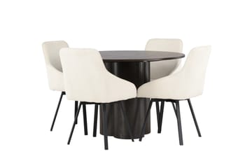 Olivia Matgrupp 110 cm Rund med 4 Rosie stolar - Beige - Möbler - Bord & matgrupp - Matgrupp