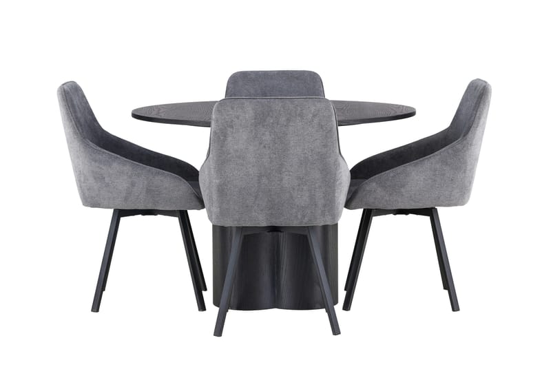 Olivia Matgrupp 110 cm Rund med 4 Rosie Stolar, Svart