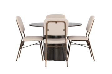 Olivia Matgrupp 110 cm Rund med 4 Seda stolar - Beige - Möbler - Bord & matgrupp - Matgrupp