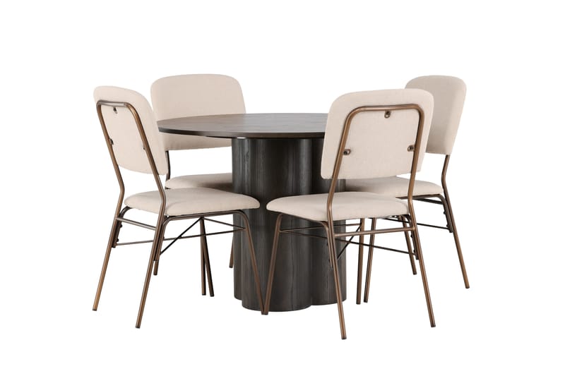 Olivia Matgrupp 110 cm Rund med 4 Seda stolar - Beige - Möbler - Bord & matgrupp - Matgrupp