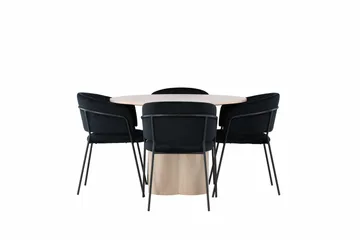 Olivia Matgrupp 110 cm Rund med 4 Selma Stolar - Svart - Möbler - Bord & matgrupp - Matgrupp