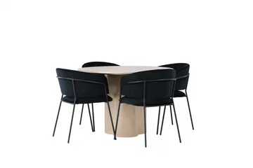 Olivia Matgrupp 110 cm Rund med 4 Selma Stolar - Svart - Möbler - Bord & matgrupp - Matgrupp