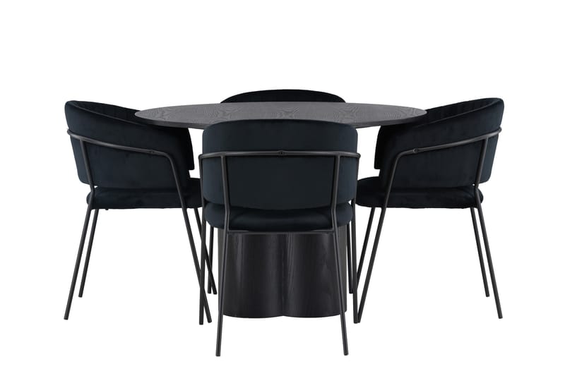 Olivia Matgrupp 110 cm Rund med 4 Selma Stolar, Svart