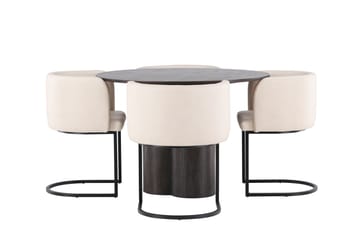 Olivia Matgrupp 110 cm Rund med 4 Simrishamn stolar - Beige - Möbler - Bord & matgrupp - Matgrupp