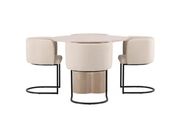 Olivia Matgrupp 110 cm Rund med 4 Simrishamn stolar - Whitewash - Möbler - Bord & matgrupp - Matgrupp