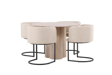 Olivia Matgrupp 110 cm Rund med 4 Simrishamn stolar - Whitewash - Möbler - Bord & matgrupp - Matgrupp