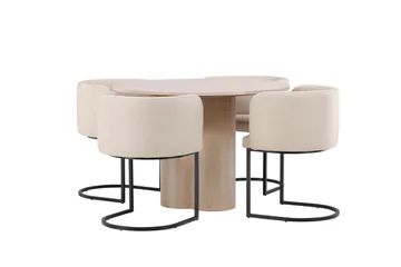 Olivia Matgrupp 110 cm Rund med 4 Simrishamn stolar - Whitewash - Möbler - Bord & matgrupp - Matgrupp