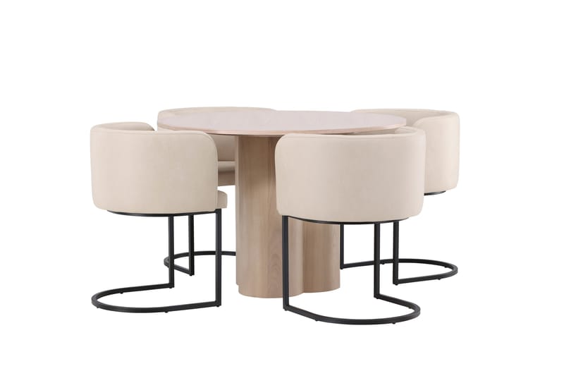 Olivia Matgrupp 110 cm Rund med 4 Simrishamn stolar - Whitewash - Möbler - Bord & matgrupp - Matgrupp