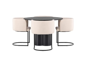 Olivia Matgrupp 110 cm Rund med 4 Simrishman Stolar - Beige - Möbler - Bord & matgrupp - Matgrupp