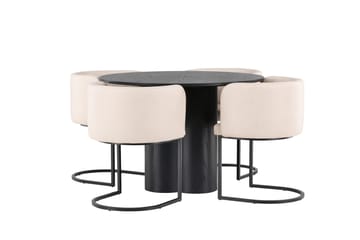 Olivia Matgrupp 110 cm Rund med 4 Simrishman Stolar - Beige - Möbler - Bord & matgrupp - Matgrupp