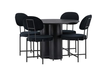 Olivia Matgrupp 110 cm Rund med 4 Stella Stolar - Svart - Möbler - Bord & matgrupp - Matgrupp