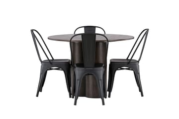 Olivia Matgrupp 110 cm Rund med 4 Tempe Stolar - Svart - Möbler - Bord & matgrupp - Matgrupp