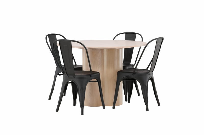 Olivia Matgrupp 110 cm Rund med 4 Tempe Stolar - Svart - Möbler - Bord & matgrupp - Matgrupp