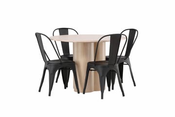 Olivia Matgrupp 110 cm Rund med 4 Tempe Stolar - Svart - Möbler - Bord & matgrupp - Matgrupp