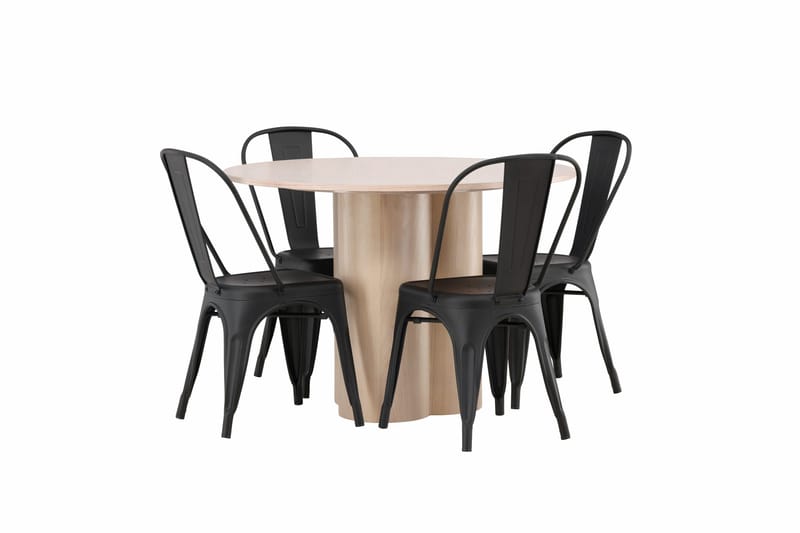 Olivia Matgrupp 110 cm Rund med 4 Tempe Stolar - Svart - Möbler - Bord & matgrupp - Matgrupp
