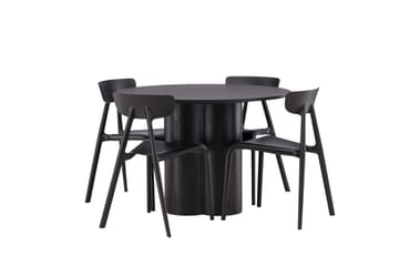 Olivia Matgrupp 110 cm Rund med 4 Ursholmen Stolar - Svart - Möbler - Bord & matgrupp - Matgrupp