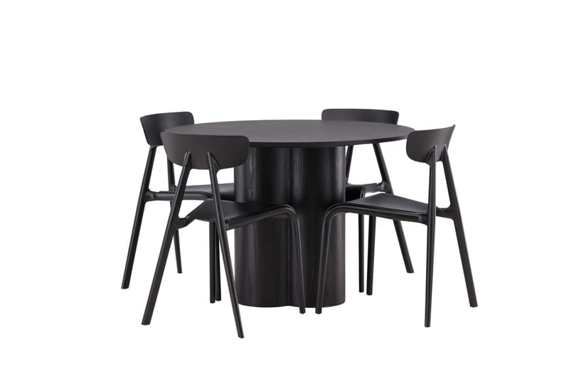 Olivia Matgrupp 110 cm Rund med 4 Ursholmen Stolar - Svart - Möbler - Bord & matgrupp - Matgrupp
