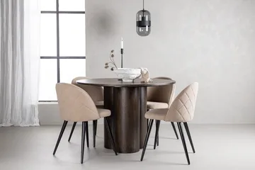 Olivia Matgrupp 110 cm Rund med 4 Velvet stolar - Beige - Möbler - Bord & matgrupp - Matgrupp