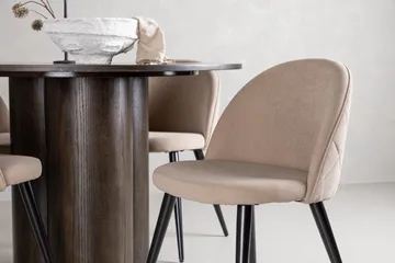 Olivia Matgrupp 110 cm Rund med 4 Velvet stolar - Beige - Möbler - Bord & matgrupp - Matgrupp