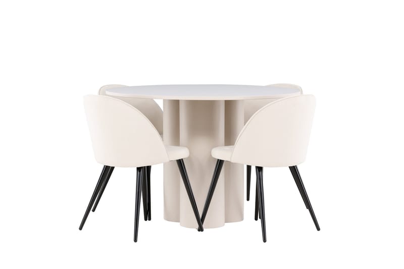 Olivia Matgrupp 110 cm Rund med 4 Velvet stolar - Beige/Beige - Möbler - Bord & matgrupp - Matgrupp