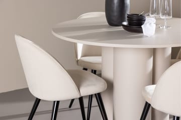 Olivia Matgrupp 110 cm Rund med 4 Velvet stolar - Beige/Beige - Möbler - Bord & matgrupp - Matgrupp
