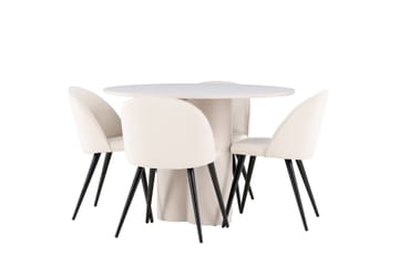 Olivia Matgrupp 110 cm Rund med 4 Velvet stolar - Beige/Beige - Möbler - Bord & matgrupp - Matgrupp